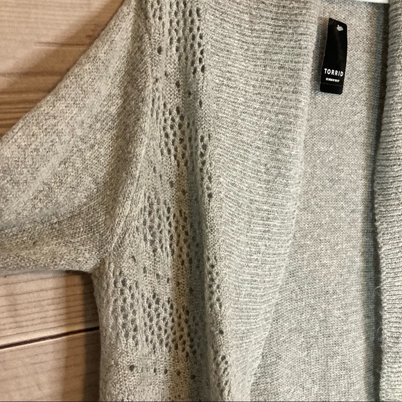 TORRID Grey Pointelle Knit Open Front Cardigan - Picture 5 of 11